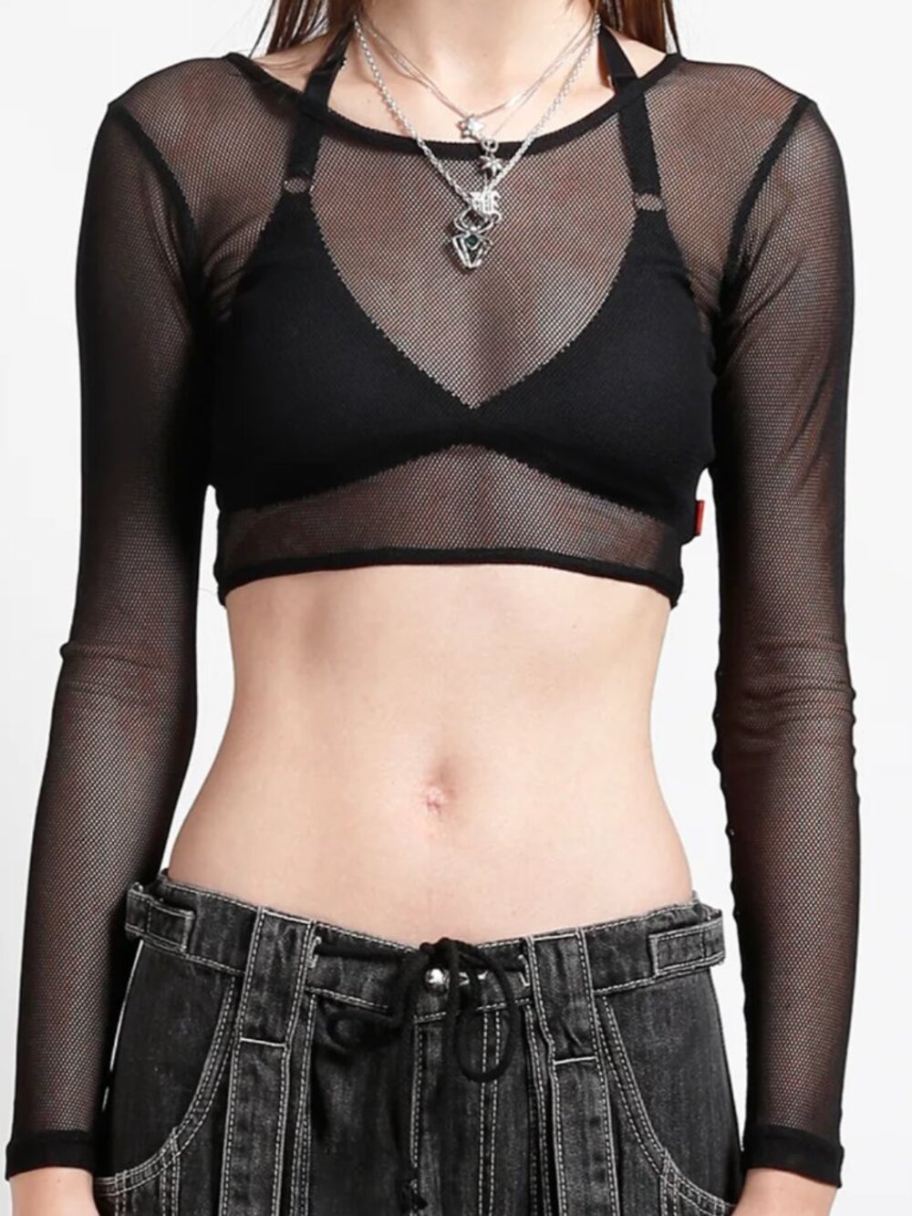 Forever 21 fishnet underbust crop top XL